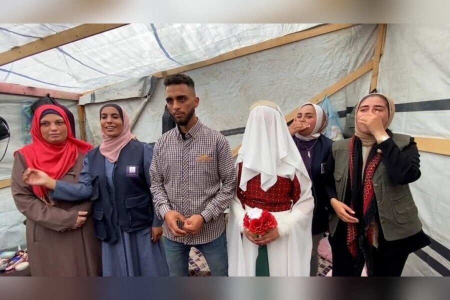 غزہ کے ویرانوں میں شادی، آنکھوں میں خواب؛ دو دلوں کی داستان