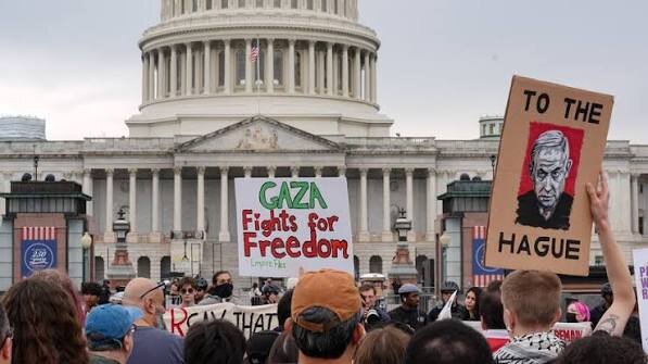 Protesters rally outside US Capitol to demand arms embargo against Israel
