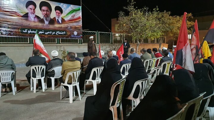 تصاویر| حضور طلاب و اساتید مدرسه علمیه امام محمد باقر(ع) در تجمع مردمی نیمبلوک
