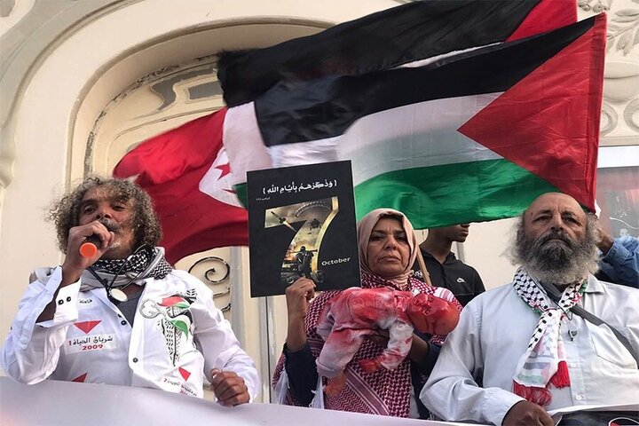 Concentración del pueblo tunecino en apoyo a Palestina llega a su estación 143