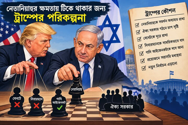 নেতানিয়াহুর ক্ষমতায় টিকে থাকার জন্য ট্রাম্পের পরিকল্পনা