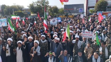 تصاویر/ حضور روحانیون شهرستان میاندوآب در رزمایش ۶۰۰۰ نفری جانفدایان ایران