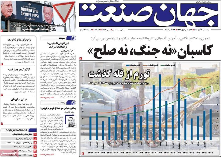 صفحه اول روزنامه‌های پنجشنبه 7 آبان ماه