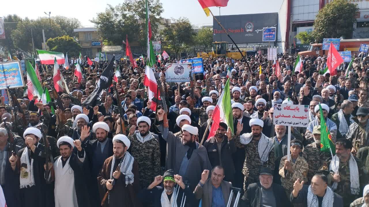 تصاویر/ حضور روحانیون شهرستان میاندوآب در رزمایش ۶۰۰۰ نفری جانفدایان ایران