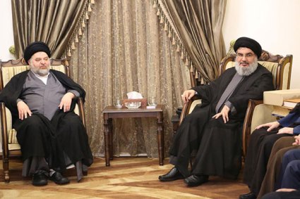 امين حزب الله السيد حسن نصر يستقبل السيد جواد الشهرستاني