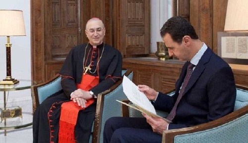 الرئيس السوري بشار الأسد يتسلم رسالة من بابا الفاتيكان