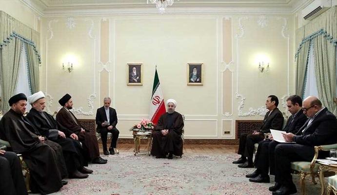 الرئيس روحاني خلال استقباله السيد عمار الحكيم والوفد المرافق له