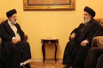 Sayyed  Nasrallah receives Hujjat al-Islam Raeesi in Beirut