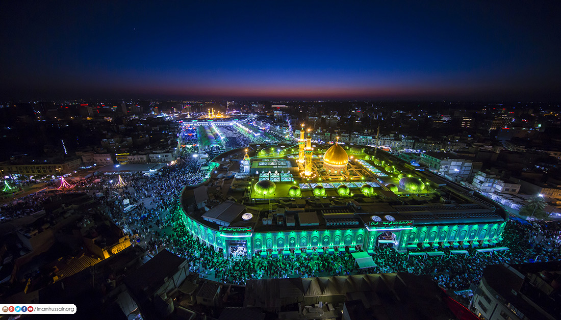 تصاویر/  حرم مطهر امام حسین و حضرت عباس علیهما السلام در آسمان شب