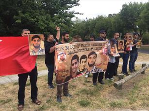 اجتماع در مقابل سفارت عربستان و امارات در محکومیت اعدام جوانان بحرینی