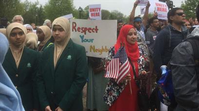 راهپیمایی همبستگی با مسلمانان در ایالت دلاور آمریکا + تصاویر