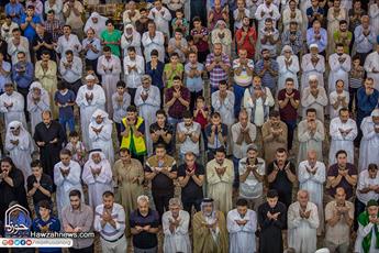 تصاویر/ نماز جماعت با شکوه در حرم نورانی سیدالشهدا علیه السلام