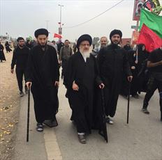 حضور آیت الله  حسینی میلانی در راهپیمایی اربعین حسینی +عکس