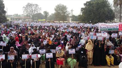 تجمع اعتراض آمیز زنان مسلمان هند در مخالفت با دخالت دولت در احکام اسلامی