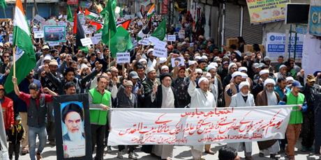 مردم کرگل هند برای حمایت از ملت فلسطین به خیابان ها آمدند