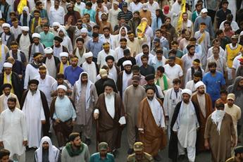 تصاویر/ راهپیمایی طلاب حوزه عروة‌الوثقی پاکستان در روز جهانی قدس